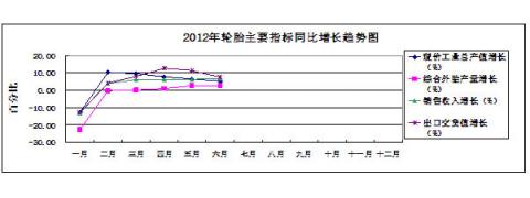 圖5：2012年輪胎主要指標同比增長趨勢狀況 